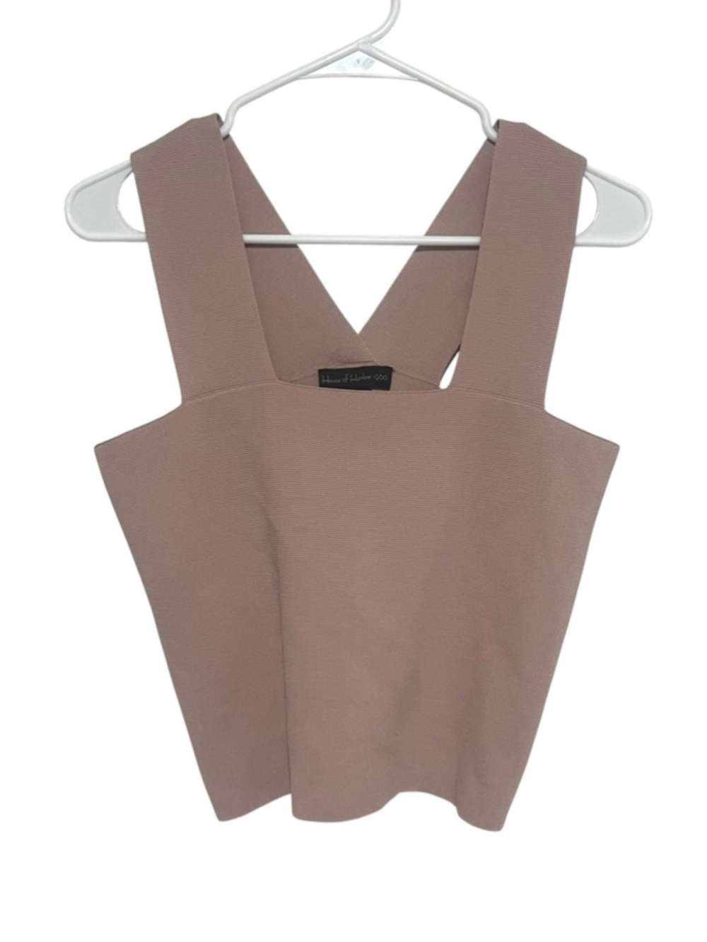 House of Harlow 1960 Bandage Crop Top Womens Medium Tan Beige Wide Strap Stretch